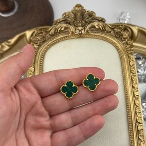 Lucky Alhambra Clover Gold Plated Sterling Silver Earrings with Logo